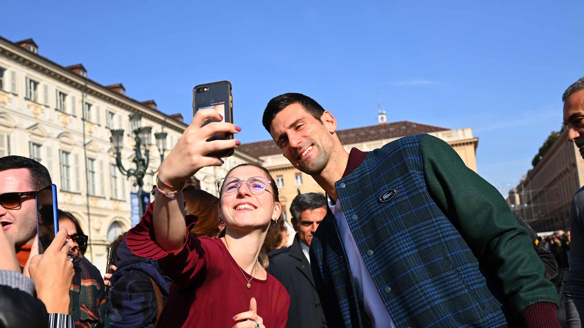 Novak Djokovic enjoying the 2022 Nitto ATP Finals media day.