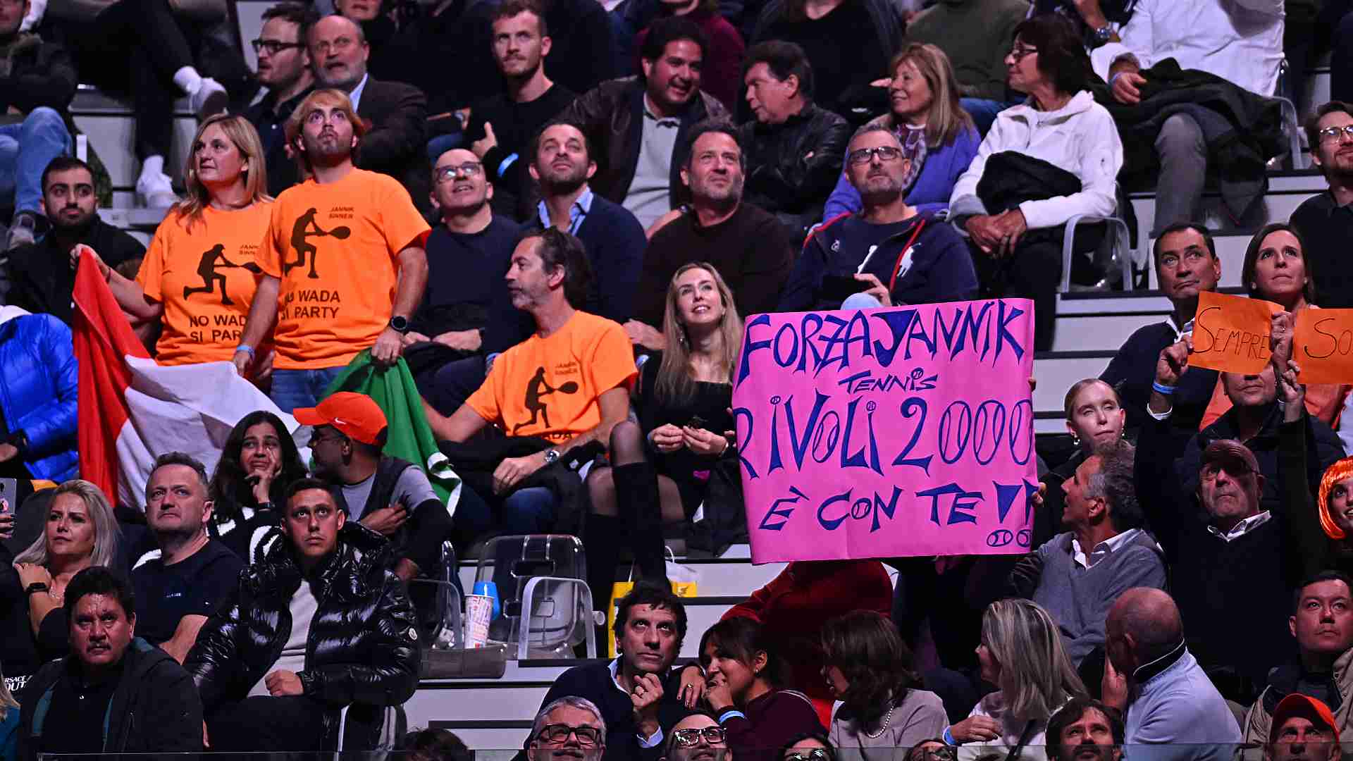 Fans cheer as Jannik Sinner defeats Taylor Fritz at the Nitto ATP Finals on Tuesday. 