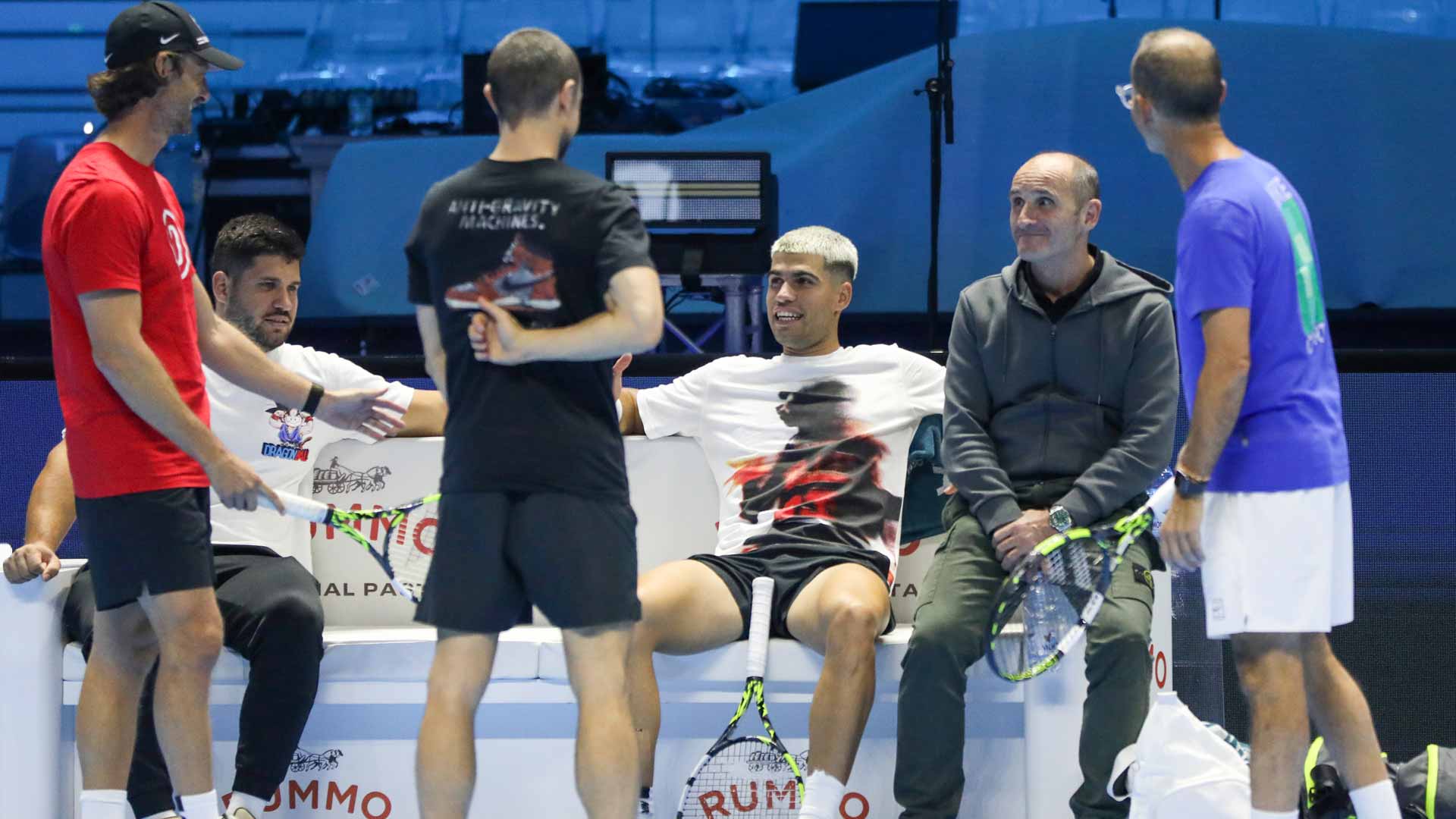 Carlos Alcaraz with his team at the Nitto ATP Finals in Turin, Italy.