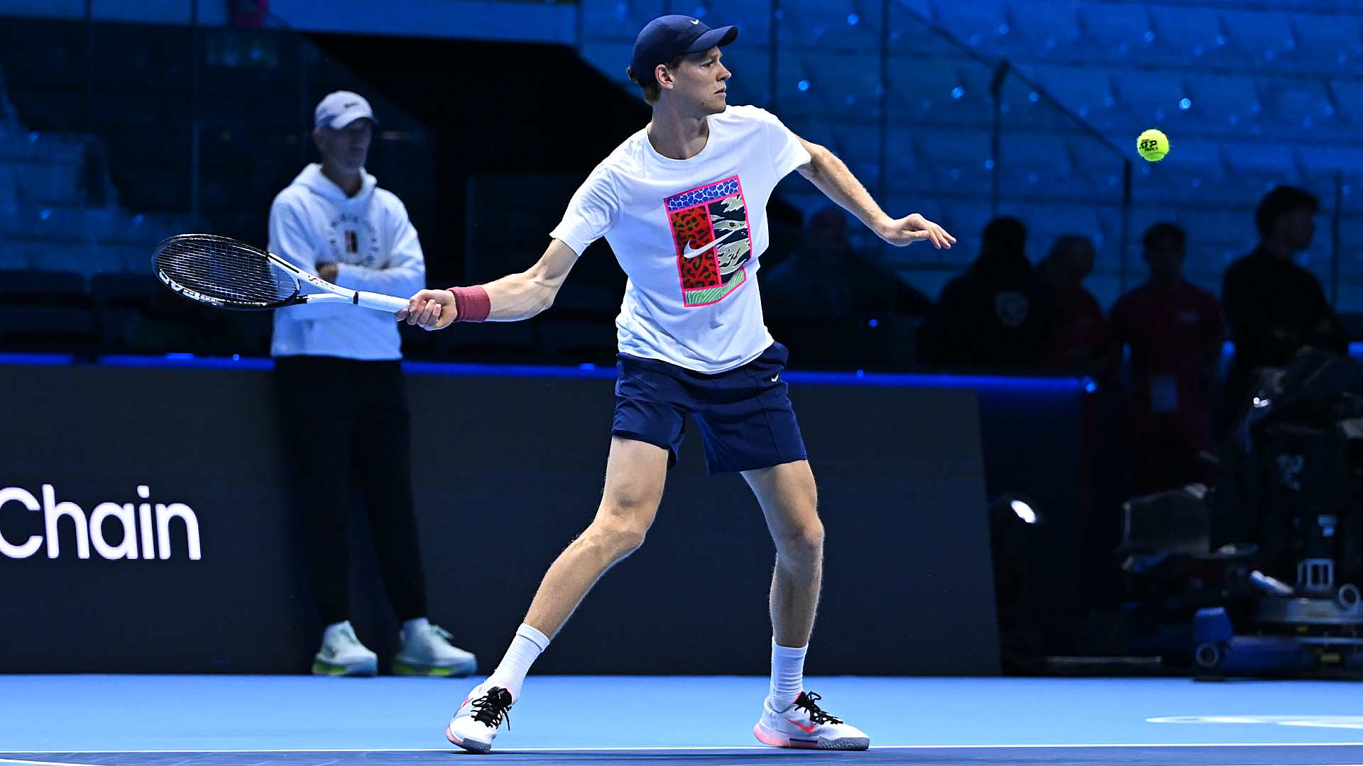 Jannik Sinner practising ahead of the Nitto ATP Finals.