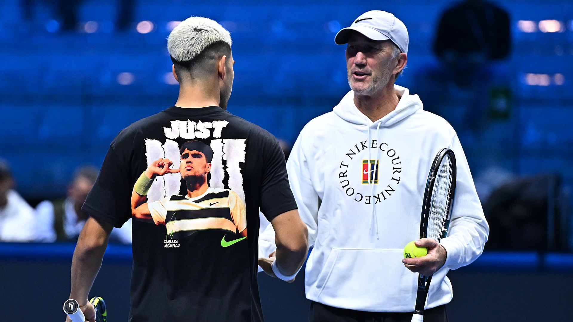 Carlos Alcaraz and Darren Cahill meet ahead of the Nitto ATP Finals.