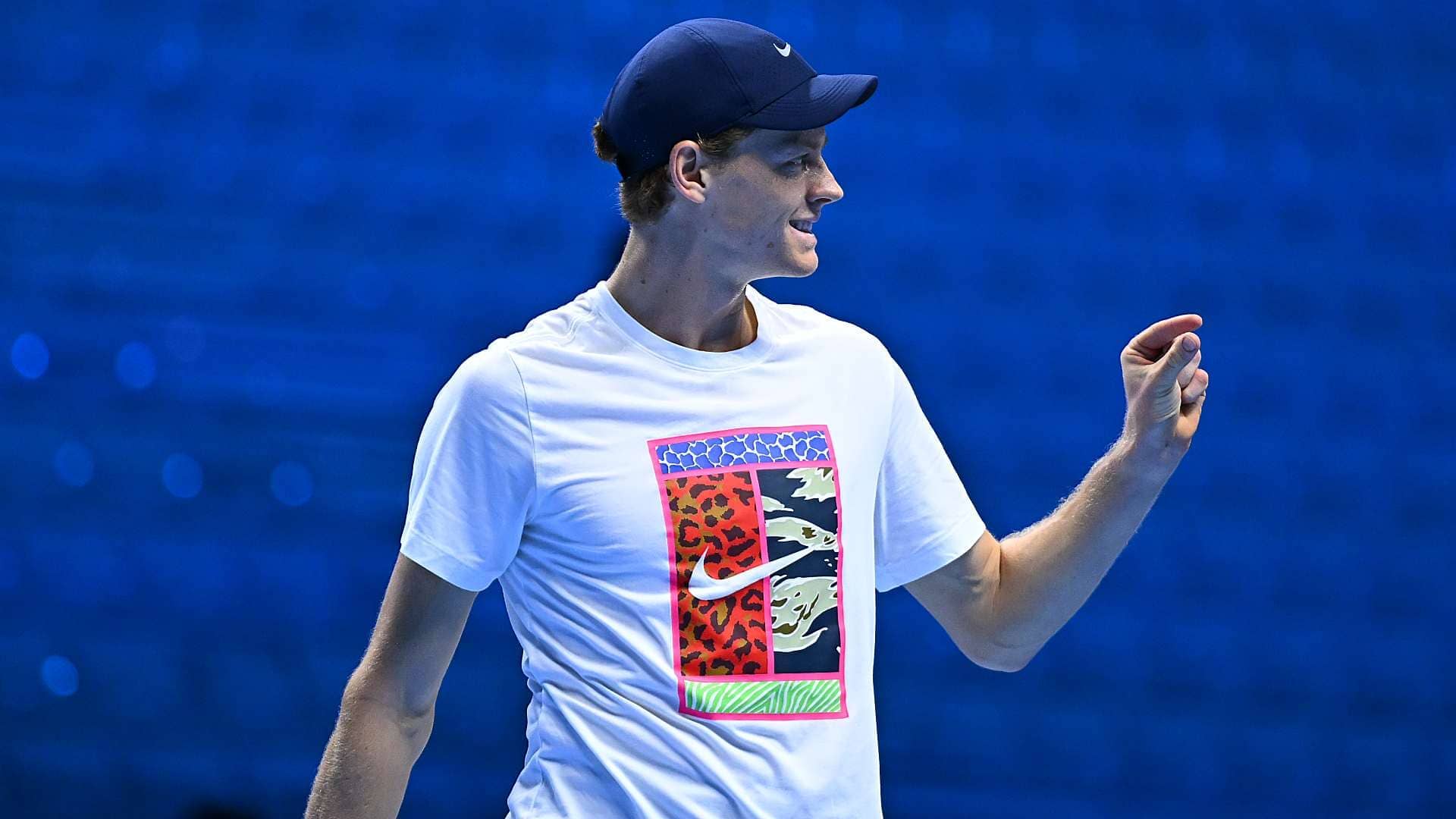 Jannik Sinner practises in Turin on Friday ahead of the Nitto ATP Finals.